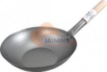 Obrázek k výrobku 2981 - JADE TEMPLE železná pánev wok, D 30 cm, ploché dno, dřevěná rukojeť