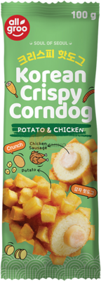 Obrázek k výrobku 7800 - ALLGROO Mraz.Korejský křupavý kukuřičný dog, brambory a kuře 100g