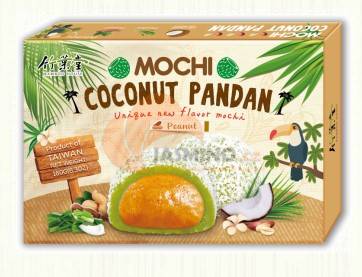 Obrázek k výrobku 6356 - BAMBOO HOUSE Mochi kokosový pandan s náplní arašíd 180g