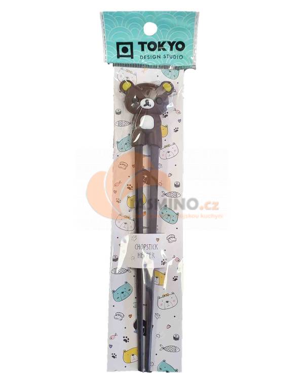 Obrázek k výrobku 4989 - CHILDREN CHOPSTICK dětské hůlky Bear Dark Brown 22cm