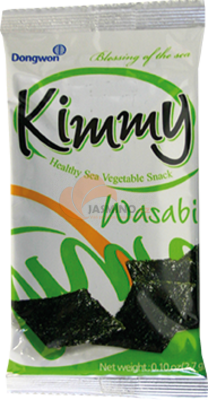 Obrázek k výrobku 2349 - DONGWON Kimmy mořské řasy na snackování s příchutí wasabi 2,7g