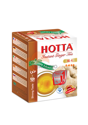 Obrázek k výrobku 5763 - HOTTA Instantní zázvorový čaj silné chuti se stévií - box 90g