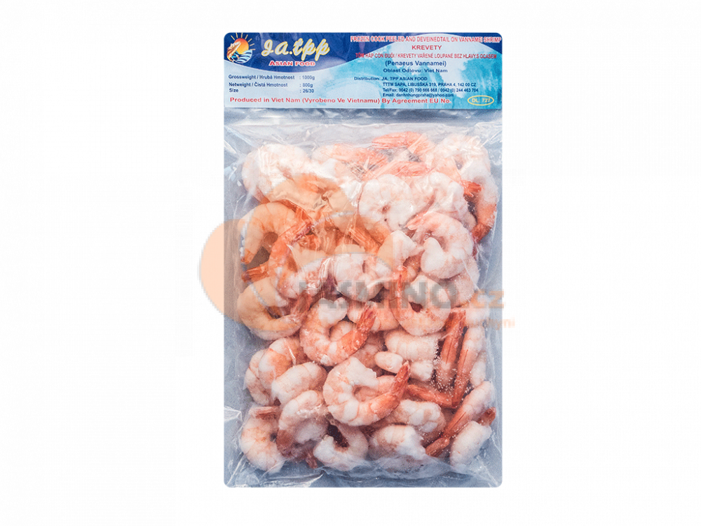 Obrázek k výrobku 3046 - JA mraž. krevety bez hlavy loupané předvařené 26/30 1kg