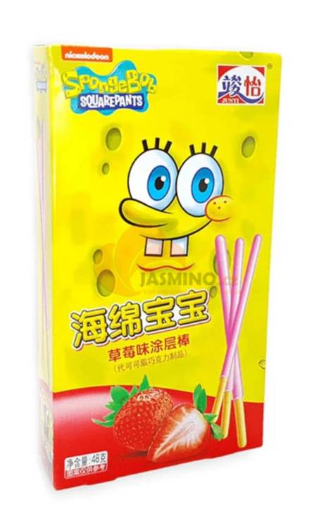 Obrázek k výrobku 7287 - JUNYI Spongebob jahodová čokoládová tyčinka 48g