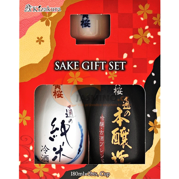 Obrázek k výrobku 2554 - KIZAKURA víno sake set mix (Junmai+Honjozo) 180ml