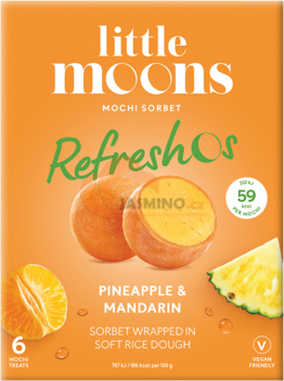 Obrázek k výrobku 7451 - LITTLE MOONS Mochi osvěží ovocný sorbet, ananas a mandarinku 192g