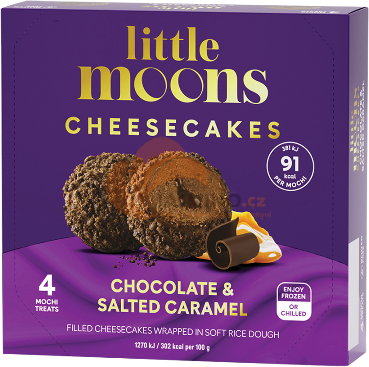 Obrázek k výrobku 7546 - LITTLE MOONS Mochi zmrzlina tvarohové koláče s čokoládou a slaným karamelem 120g