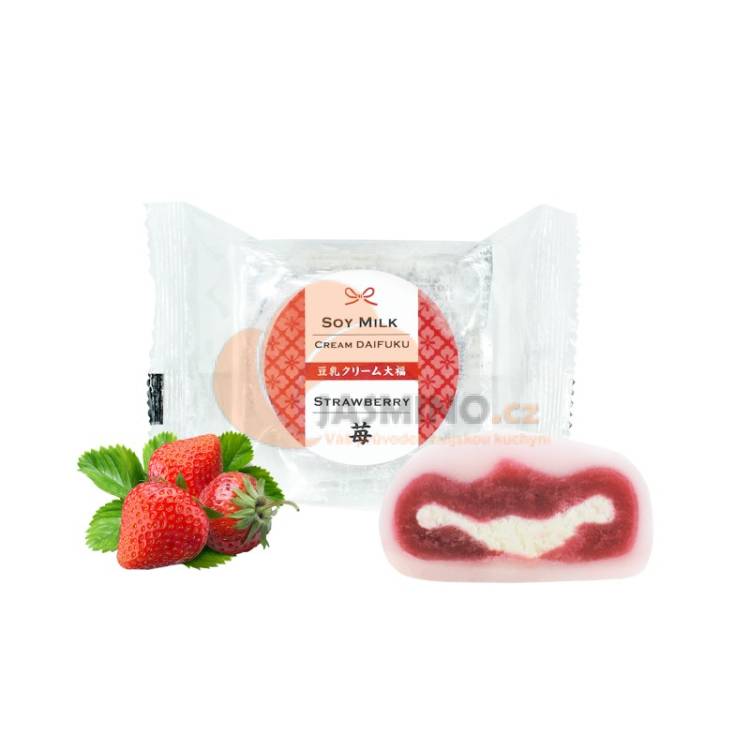 Obrázek k výrobku 5942 - MINATO Mraz.Rýžové koláčky mochi s jahodovým krémem ze sójového mléka 60g