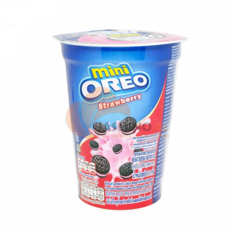 Obrázek k výrobku 6167 - OREO Mini sušenky s jahodovou příchutí v kelímku 61,3g