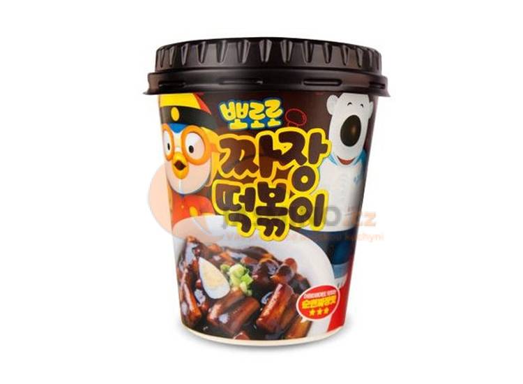 Obrázek k výrobku 6902 - PORORO Instant Cup Topokki Korejský rýžový dort Black Bean Jjajang Flavor 110g