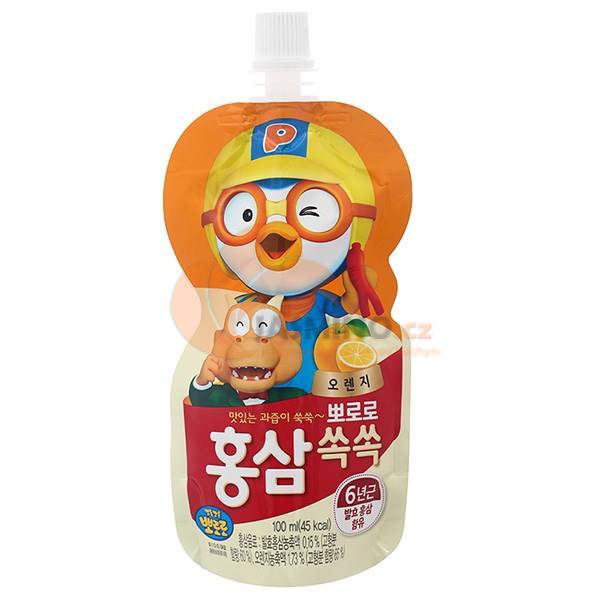 Obrázek k výrobku 6968 - PORORO ženšenový nápoj s příchutí pomeranče 100ml