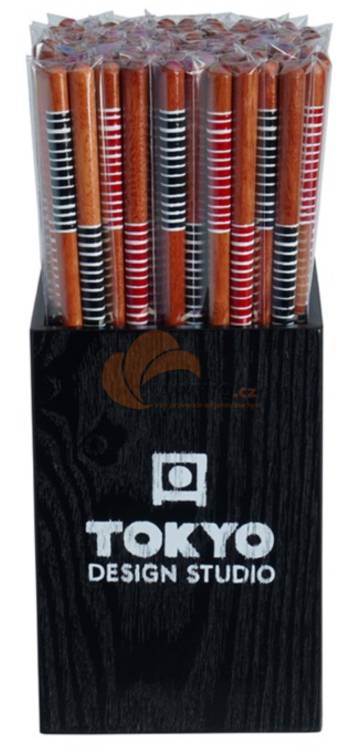 Obrázek k výrobku 7773 - TOKYO DESIGN Černočervené pruhované hůlky 1 pár