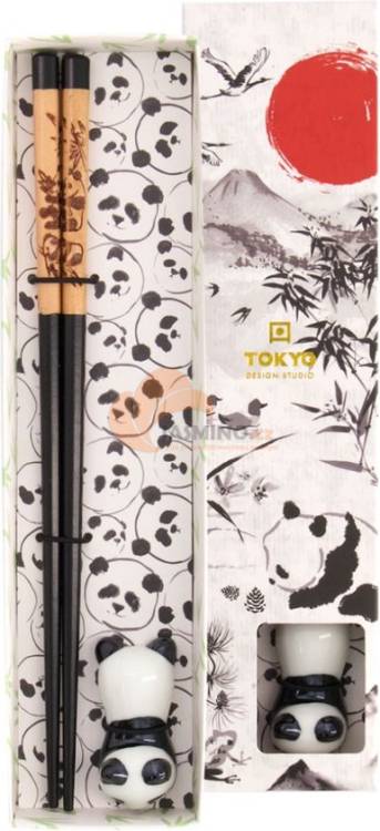 Obrázek k výrobku 7770 - TOKYO DESIGN Dárková sada hůlek Panda E a odkládací desky na hůlky 1 pár