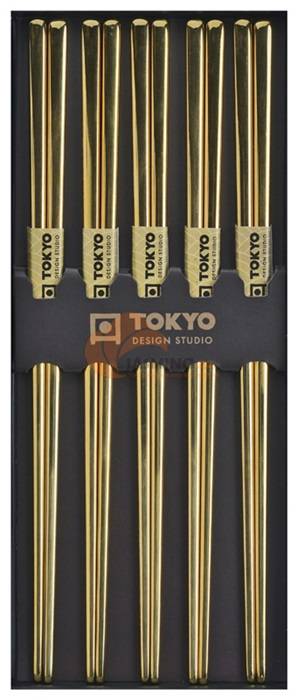 Obrázek k výrobku 5209 - TOKYO DESIGN hůlky Stainless Steel gold 5 par
