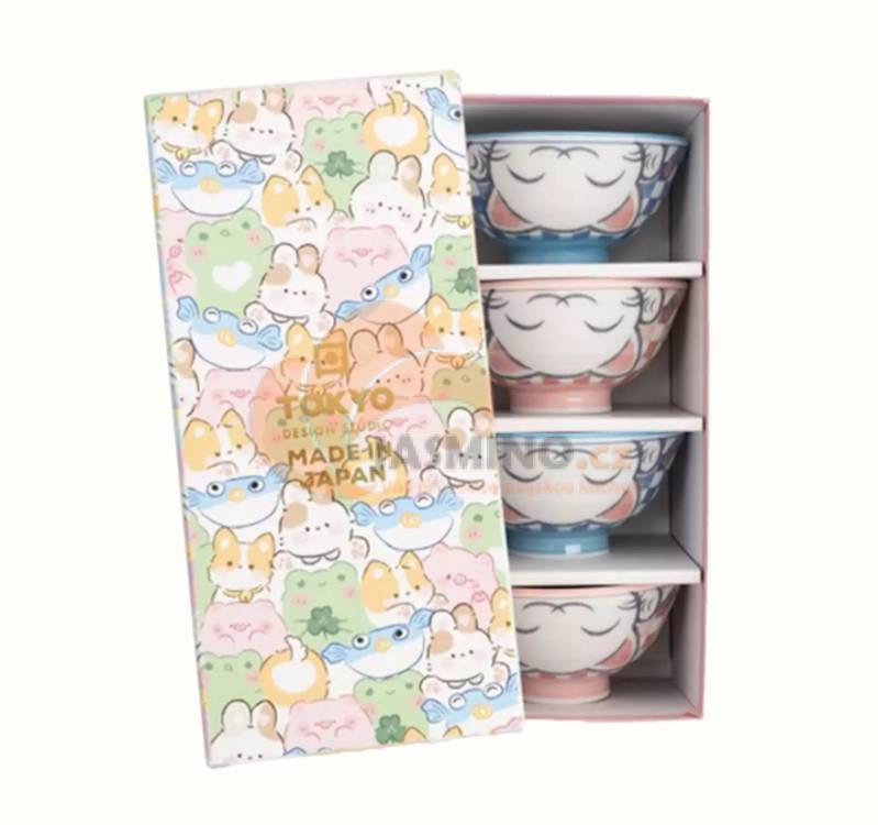 Obrázek k výrobku 7831 - TOKYO DESIGN Kawaii misky Lucky Cat modré/růžové A 4 ks