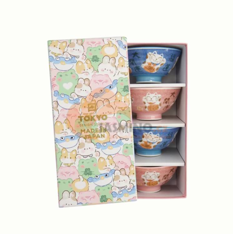 Obrázek k výrobku 7825 - TOKYO DESIGN Kawaii misky Lucky Cat modré/růžové B 4 ks