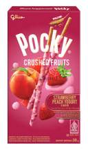 Obrázek k výrobku 7467 - GLICO Pocky drcené ovoce jahoda broskvový jogurt 38g