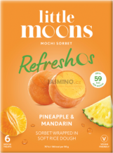 Obrázek k výrobku 7451 - LITTLE MOONS Mochi osvěží ovocný sorbet, ananas a mandarinku 192g